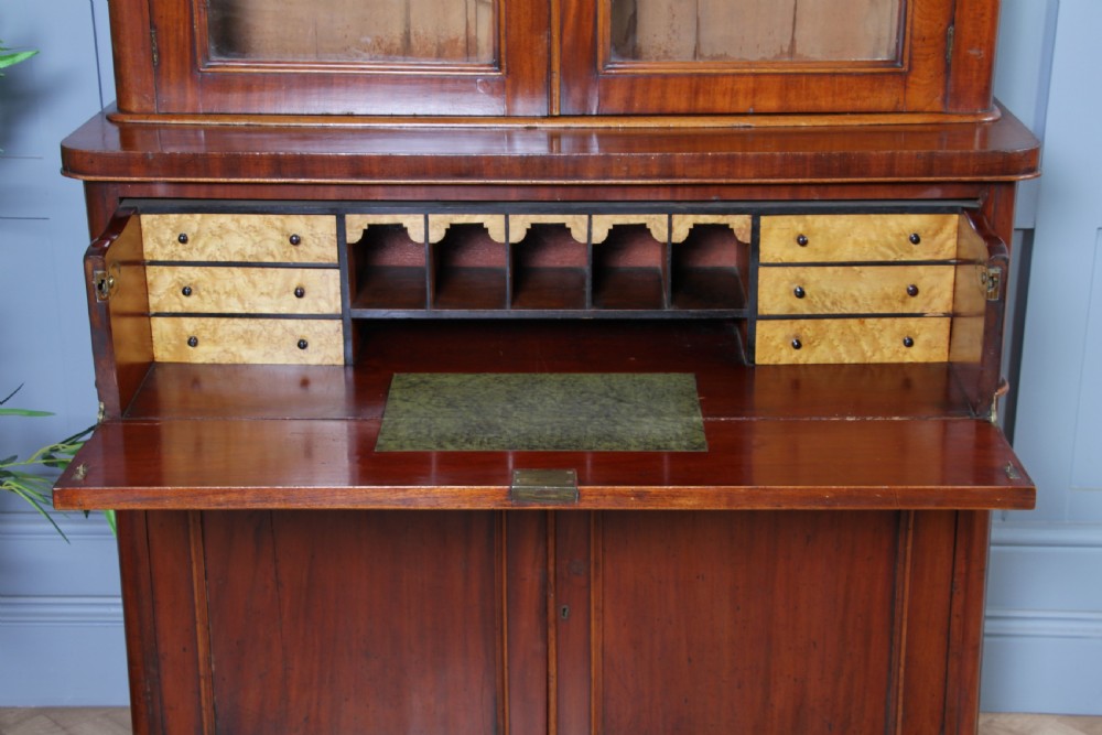 Antique Victorian Mahogany Glazed Secretaire Bookcase Cupboard C1870 View XIV