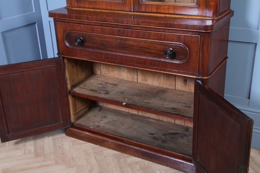 Antique Victorian Mahogany Glazed Secretaire Bookcase Cupboard C1870 View XVII