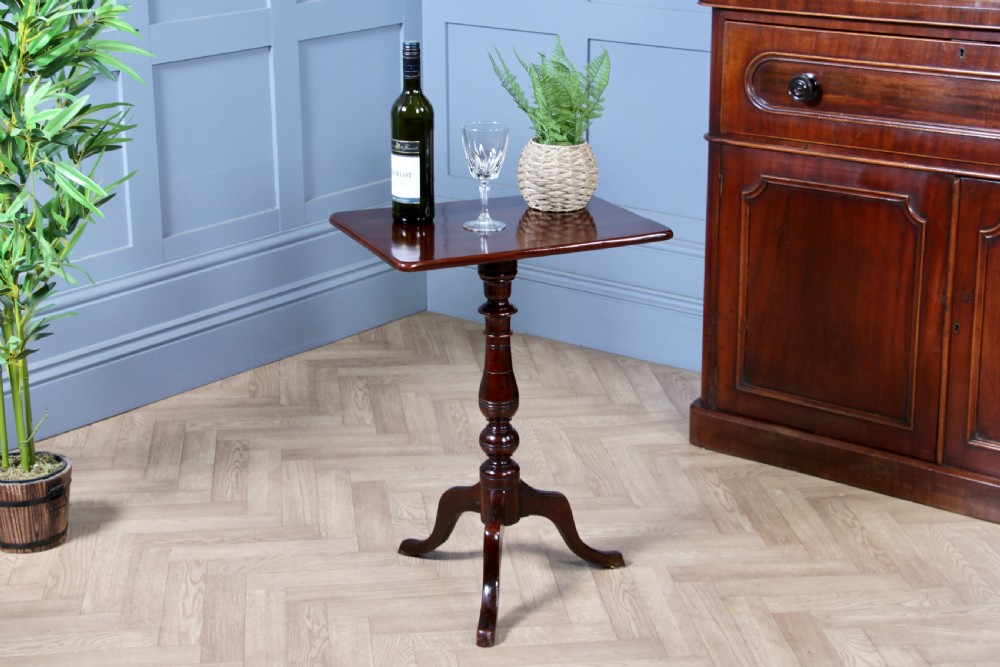 Original Antique Victorian Solid Mahogany Tilt Top Turned Tripod Wine Table 1870 View II
