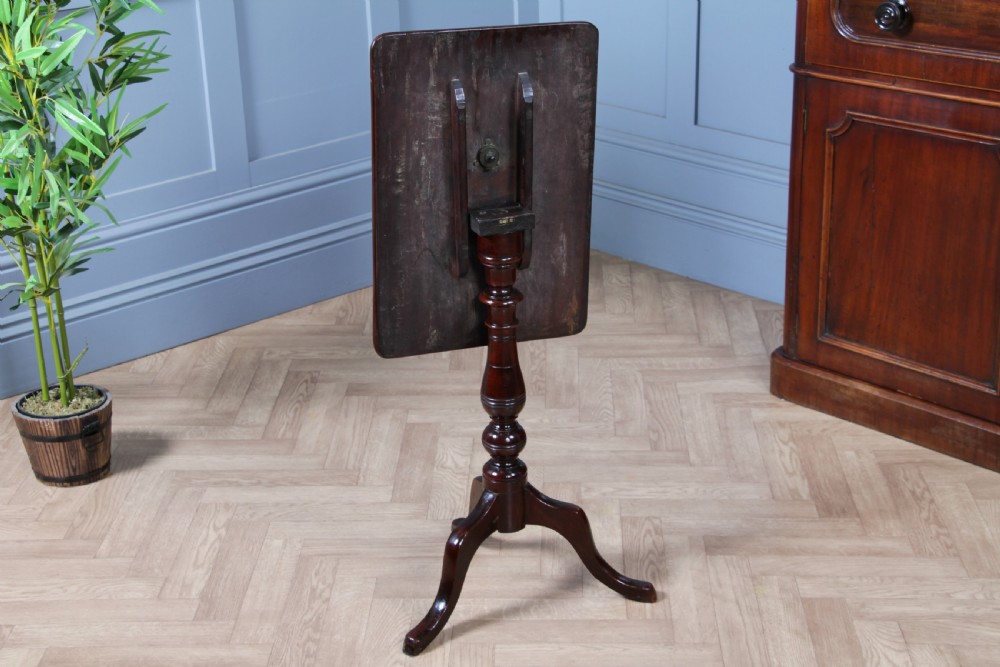 Original Antique Victorian Solid Mahogany Tilt Top Turned Tripod Wine Table 1870 View IV