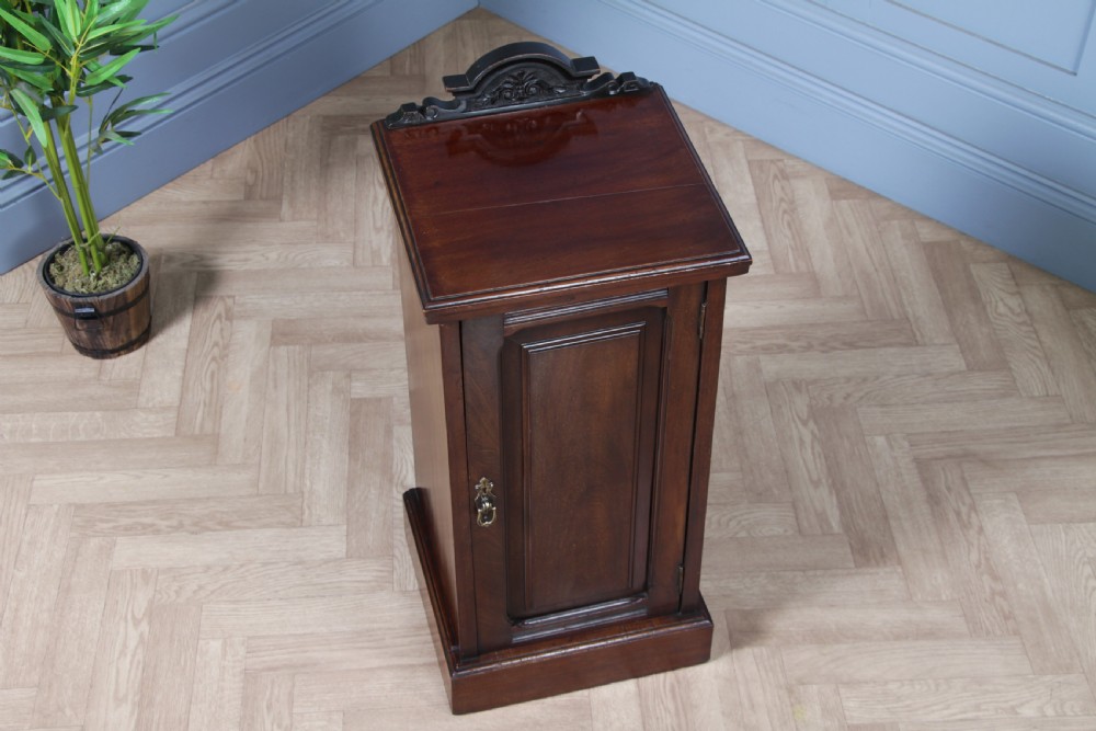 Antique Edwardian Carved Solid Mahogany Bedside Cupboard View II