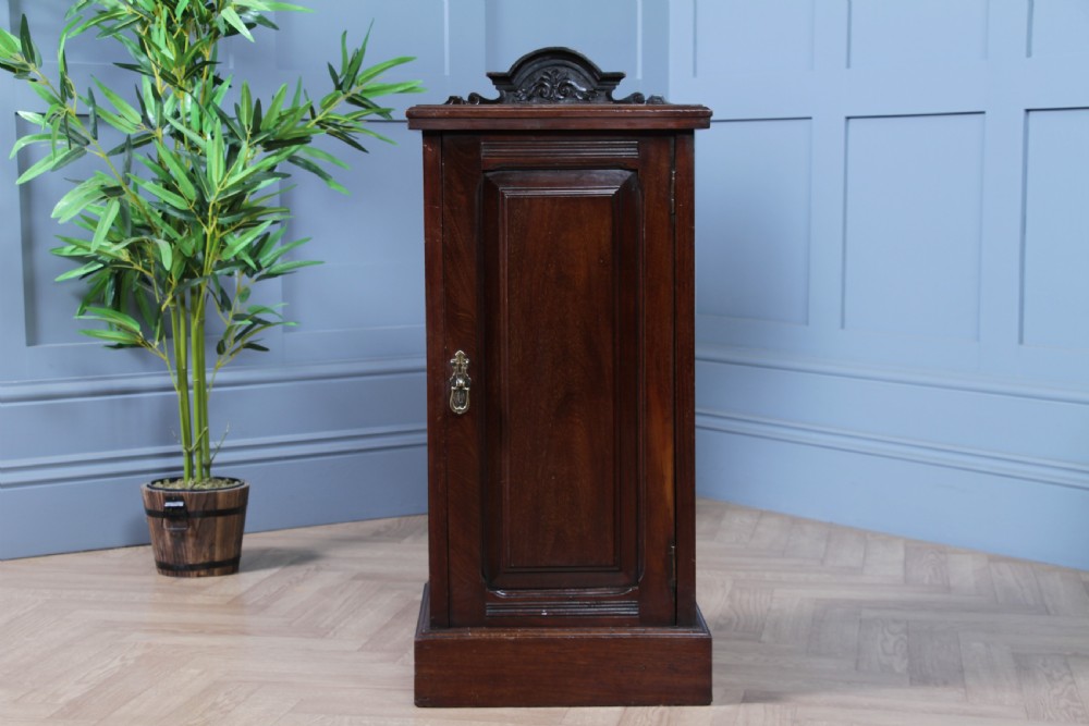 Antique Edwardian Carved Solid Mahogany Bedside Cupboard View VI