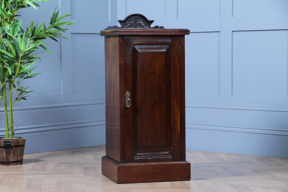 Antique Edwardian Carved Solid Mahogany Bedside Cupboard View VII