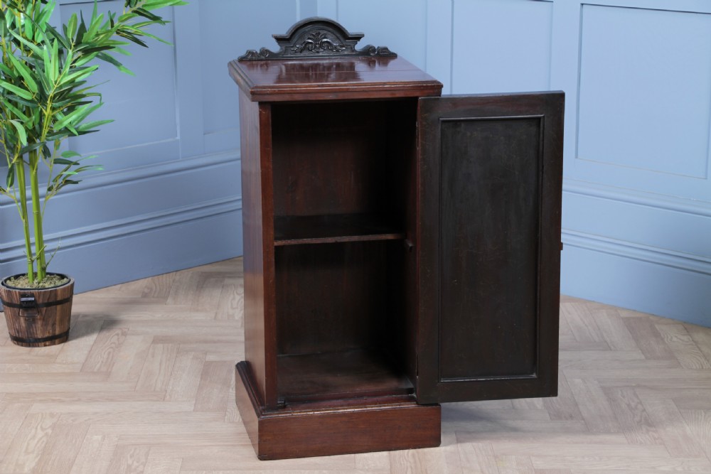 Antique Edwardian Carved Solid Mahogany Bedside Cupboard View IX