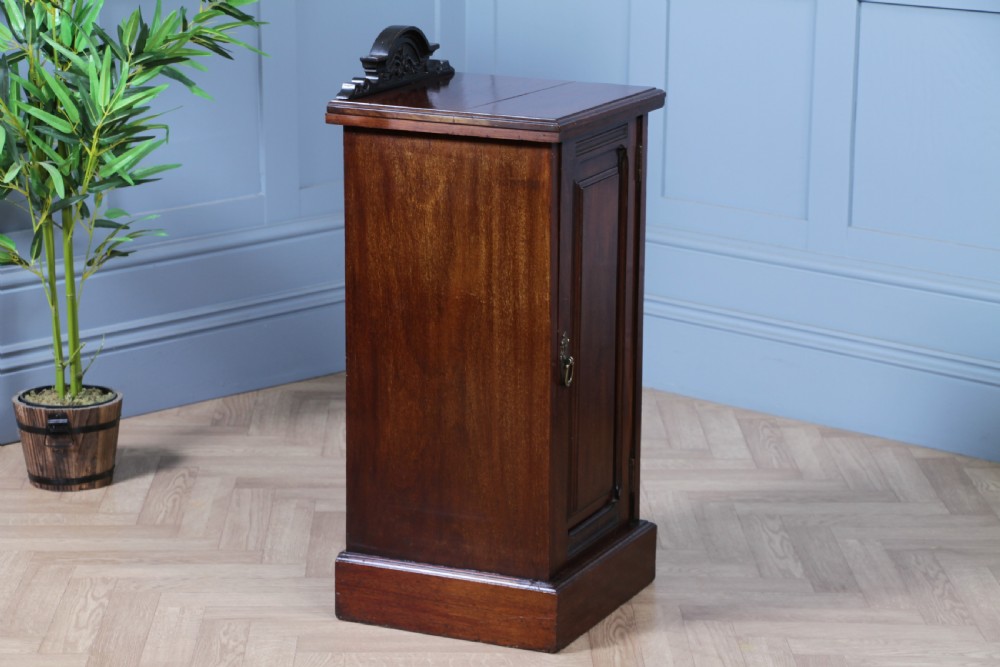 Antique Edwardian Carved Solid Mahogany Bedside Cupboard View XI