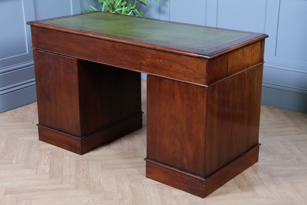 Antique Late Victorian Mahogany 9 Drawer Twin Pedestal Knee Hole Writing Desk View VI