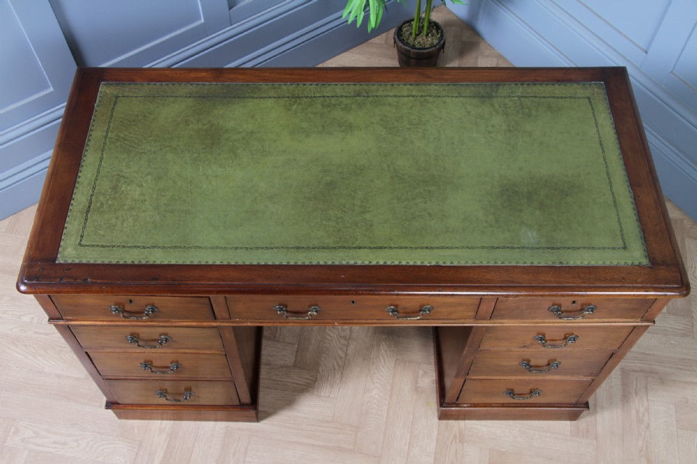 Antique Late Victorian Mahogany 9 Drawer Twin Pedestal Knee Hole Writing Desk View VIII
