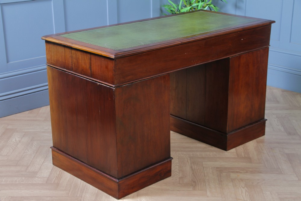 Antique Late Victorian Mahogany 9 Drawer Twin Pedestal Knee Hole Writing Desk View XI