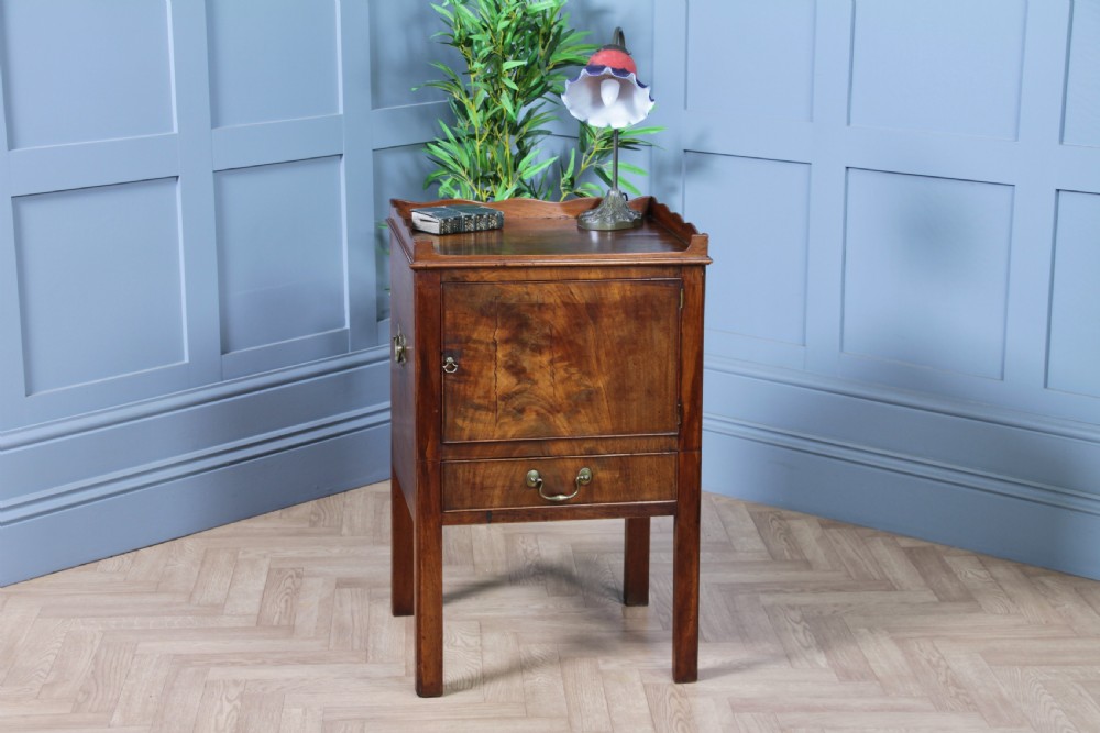 Antique Georgian Flame Mahogany Tray Top Bedside Cupboard C1800
 View II