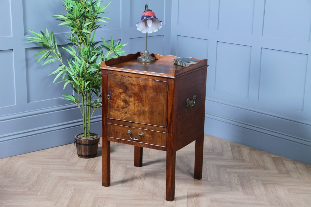 Antique Georgian Flame Mahogany Tray Top Bedside Cupboard C1800
 View III
