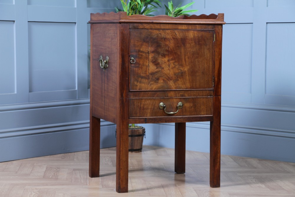 Antique Georgian Flame Mahogany Tray Top Bedside Cupboard C1800
 View VIII