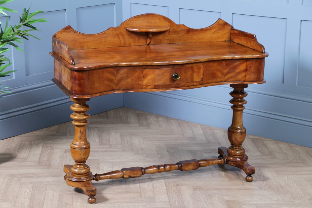 Antique Victorian Satin Birch Twin Pedestal Tray Top Dressing Table With Draw C1860