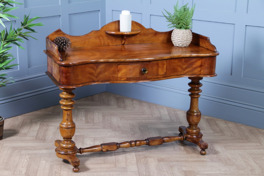 Antique Victorian Satin Birch Twin Pedestal Tray Top Dressing Table With Draw C1860 View II