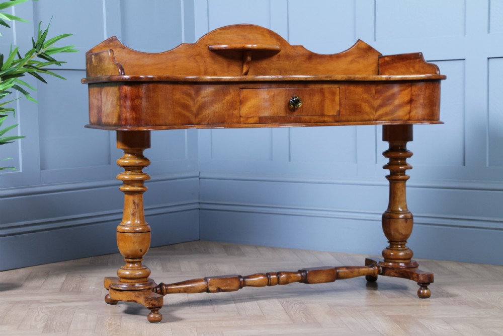 Antique Victorian Satin Birch Twin Pedestal Tray Top Dressing Table With Draw C1860 View V
