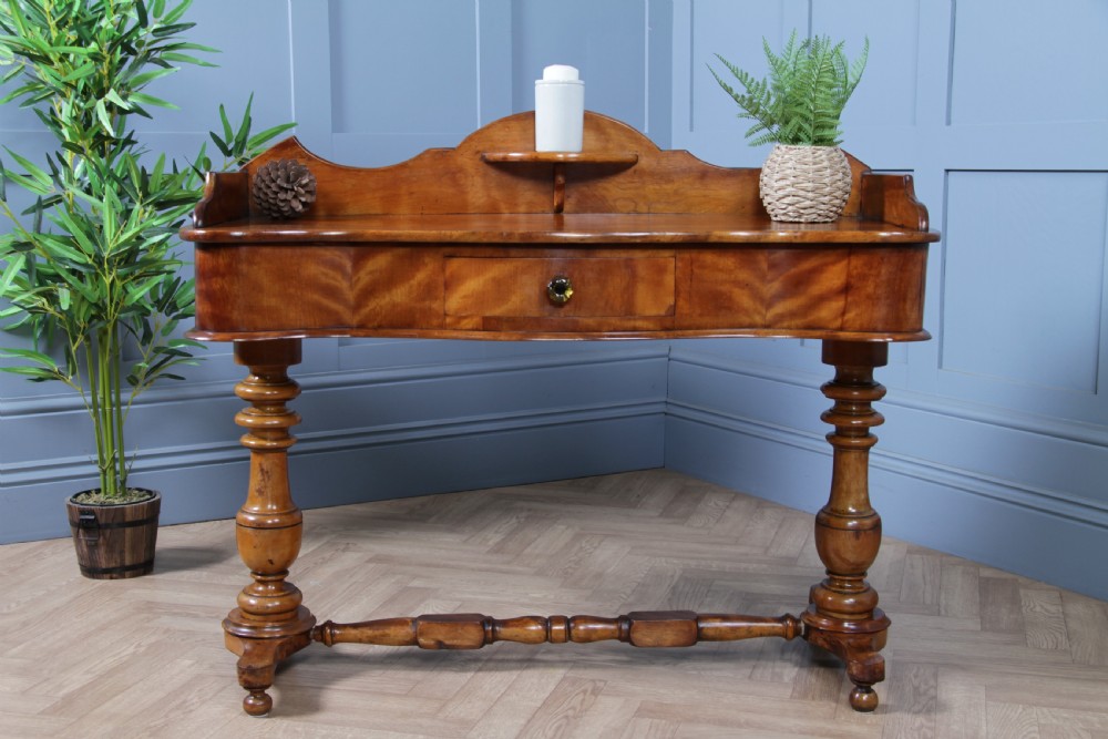 Antique Victorian Satin Birch Twin Pedestal Tray Top Dressing Table With Draw C1860 View VII