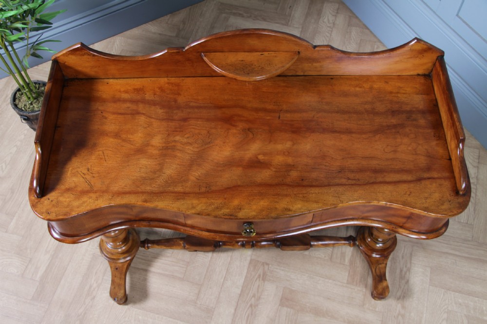 Antique Victorian Satin Birch Twin Pedestal Tray Top Dressing Table With Draw C1860 View VIII