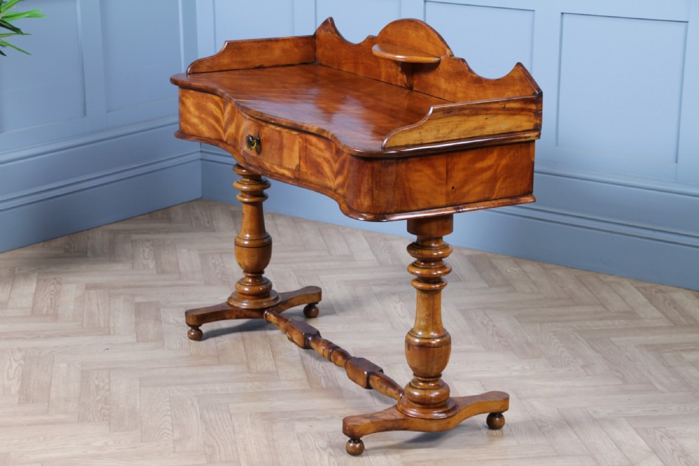 Antique Victorian Satin Birch Twin Pedestal Tray Top Dressing Table With Draw C1860 View XI
