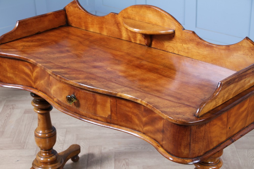 Antique Victorian Satin Birch Twin Pedestal Tray Top Dressing Table With Draw C1860 View XII