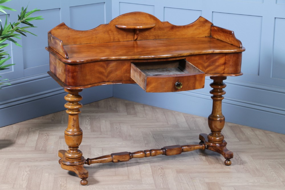 Antique Victorian Satin Birch Twin Pedestal Tray Top Dressing Table With Draw C1860 View XV
