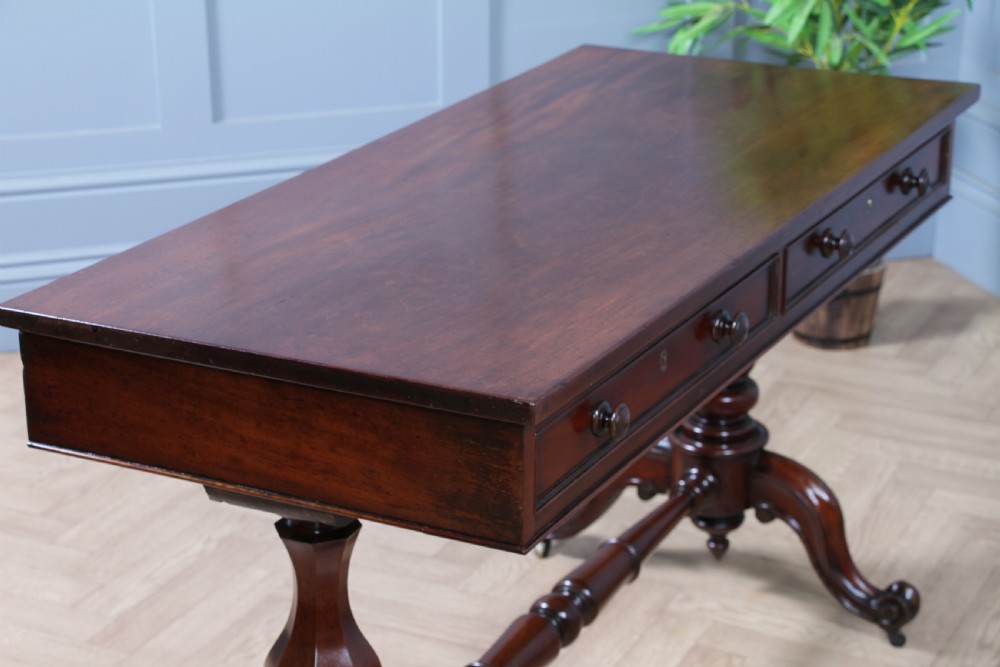 Antique Early Victorian Mahogany Carved Library Writing Table View VII