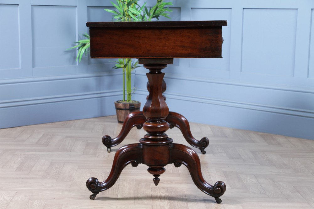 Antique Early Victorian Mahogany Carved Library Writing Table View VIII