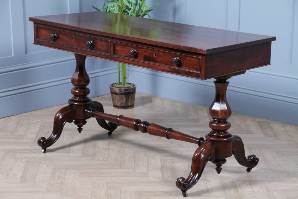 Antique Early Victorian Mahogany Carved Library Writing Table View XIV
