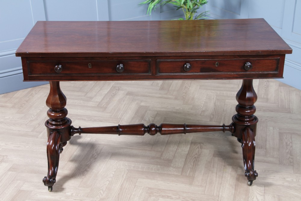 Antique Early Victorian Mahogany Carved Library Writing Table View XV