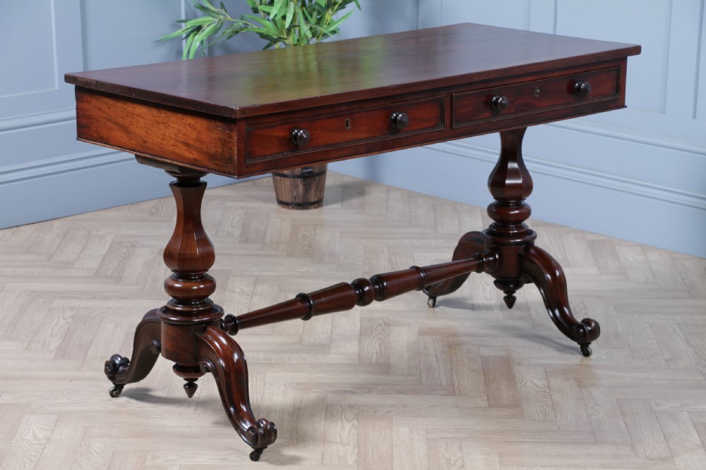 Antique Early Victorian Mahogany Carved Library Writing Table View XVI