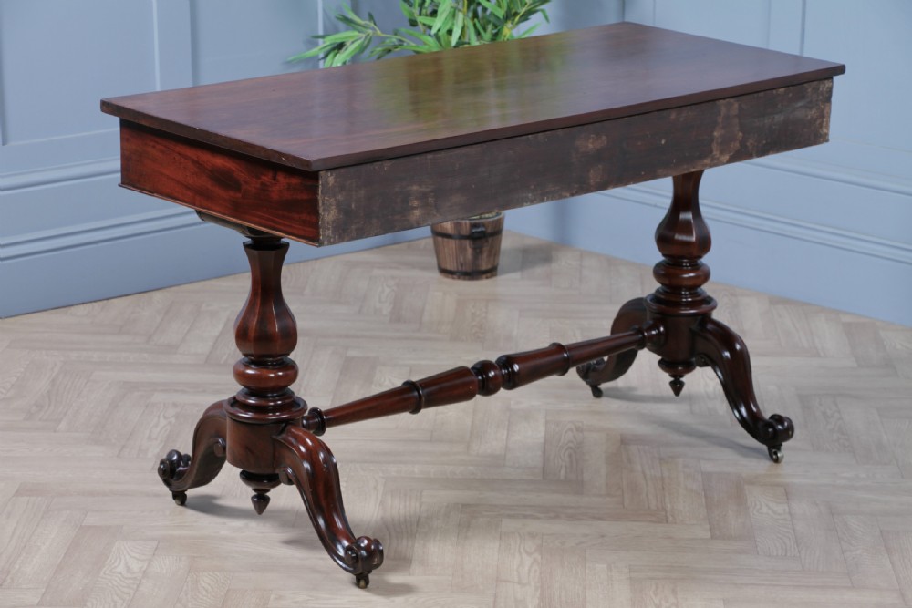 Antique Early Victorian Mahogany Carved Library Writing Table View XVII