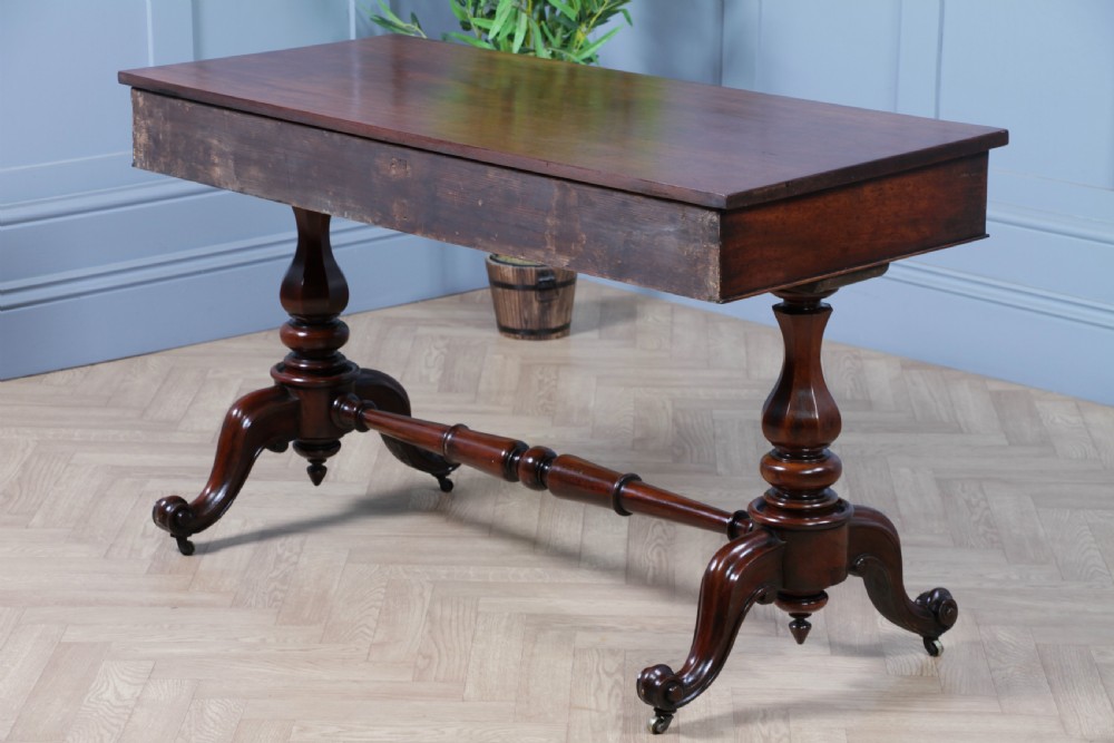 Antique Early Victorian Mahogany Carved Library Writing Table View XVIII