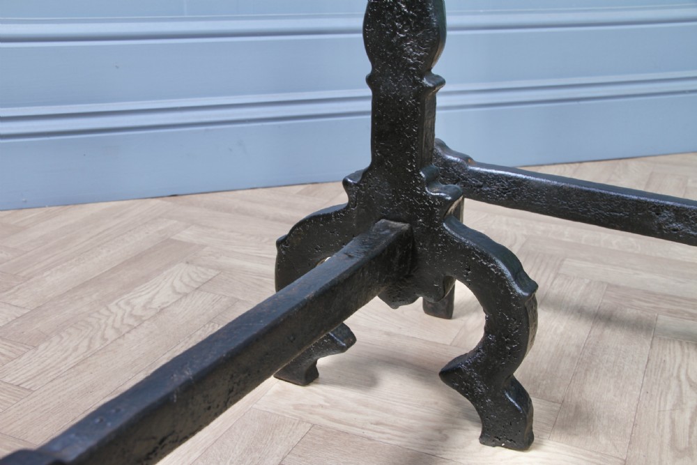 Pair Of Heavy Antique Georgian Fireside Andirons Black Cast Iron Fire Dogs C1800 View IV