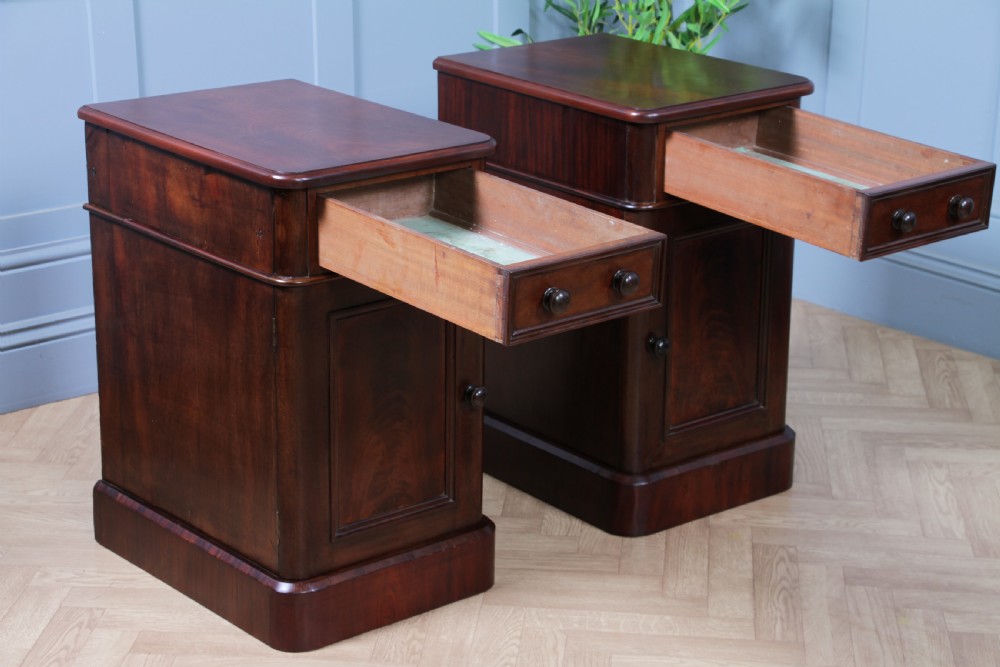 Pair of Antique Victorian Flame Grain Mahogany Bedside Cupboards Restored C1860 View III