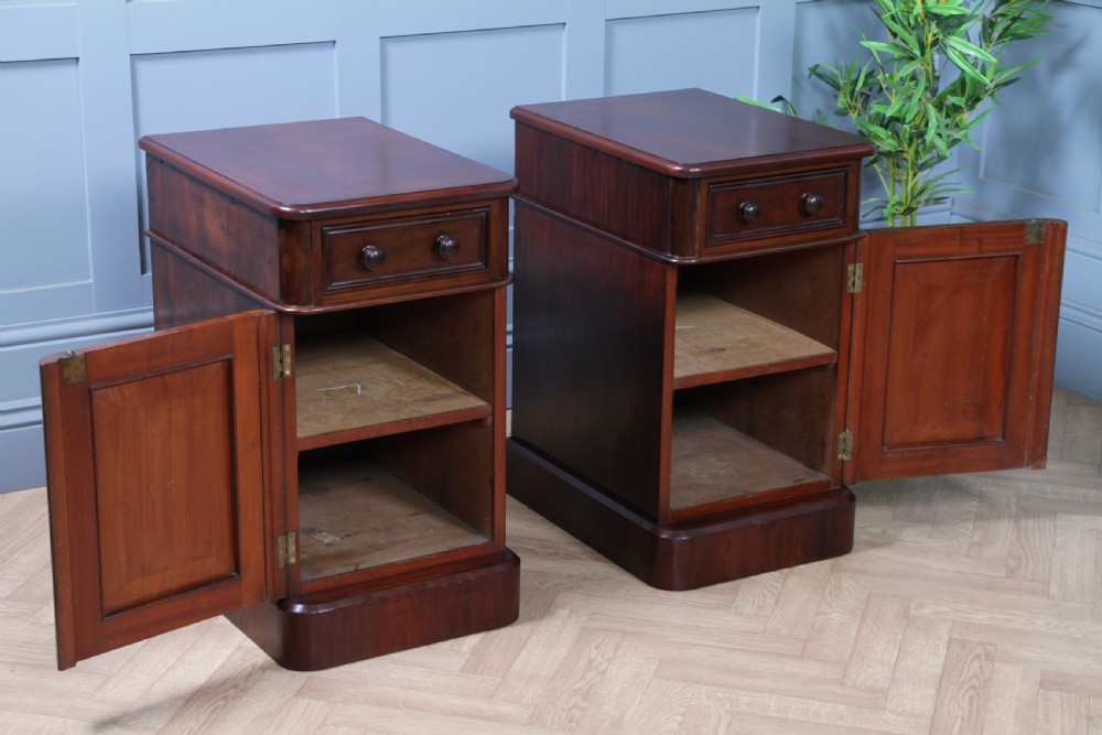 Pair of Antique Victorian Flame Grain Mahogany Bedside Cupboards Restored C1860 View VII