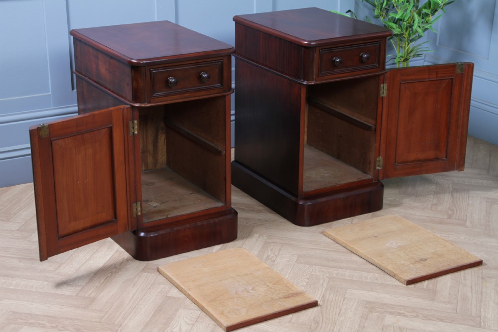 Pair of Antique Victorian Flame Grain Mahogany Bedside Cupboards Restored C1860 View IX