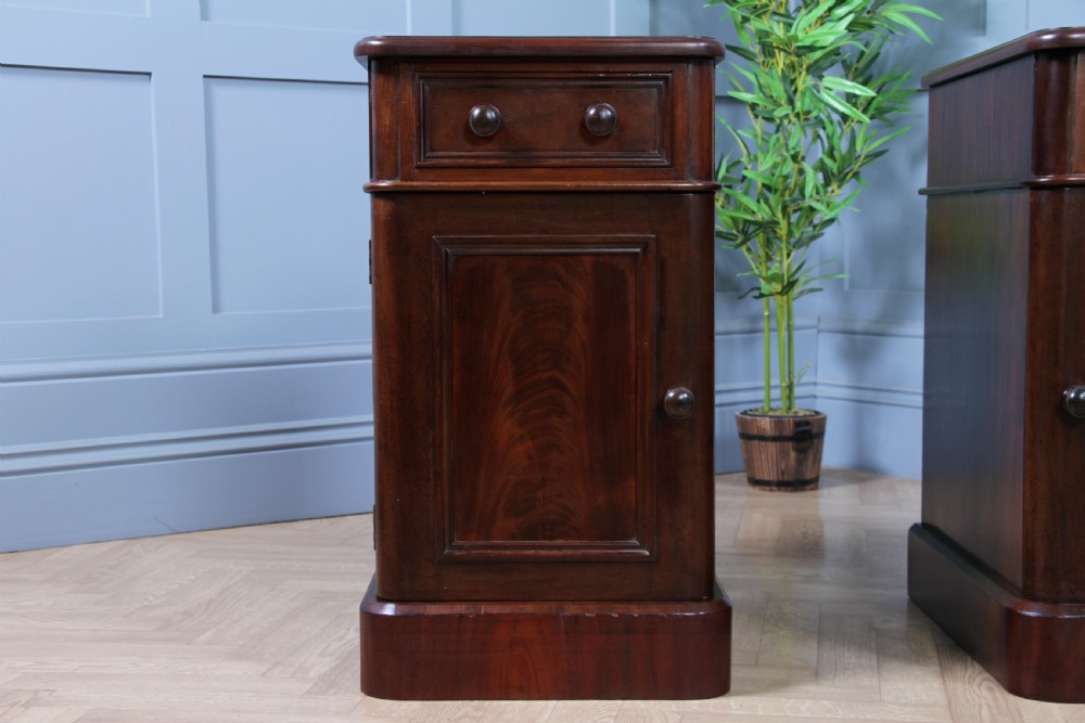 Pair of Antique Victorian Flame Grain Mahogany Bedside Cupboards Restored C1860 View XIV