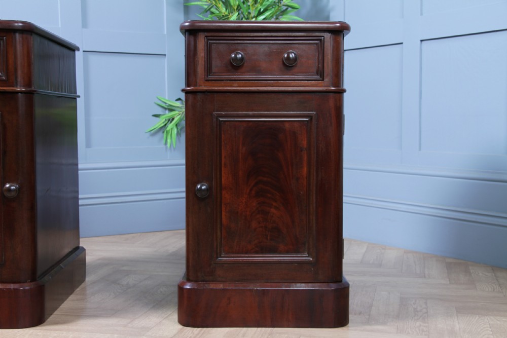 Pair of Antique Victorian Flame Grain Mahogany Bedside Cupboards Restored C1860 View XV