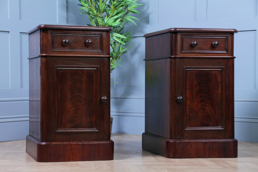 Pair of Antique Victorian Flame Grain Mahogany Bedside Cupboards Restored C1860 View XVII