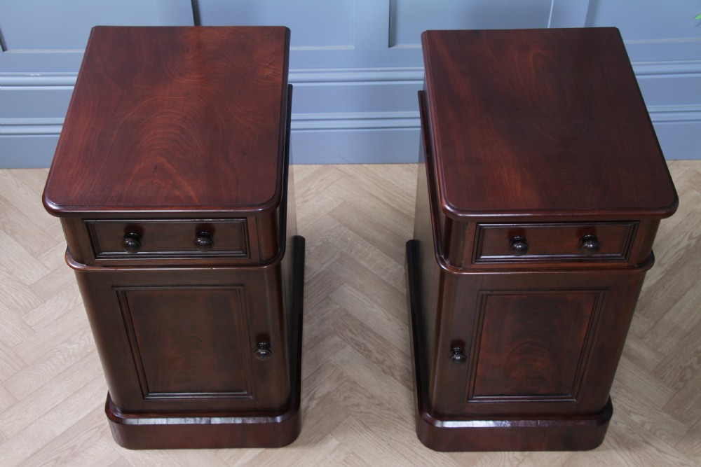 Pair of Antique Victorian Flame Grain Mahogany Bedside Cupboards Restored C1860 View XVIII