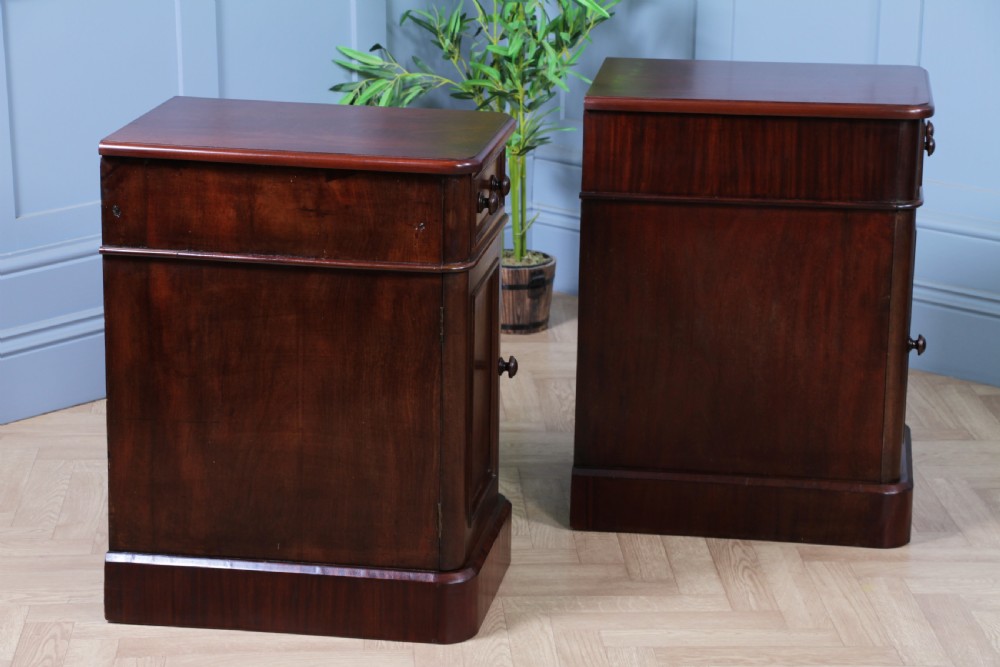 Pair of Antique Victorian Flame Grain Mahogany Bedside Cupboards Restored C1860 View XIX