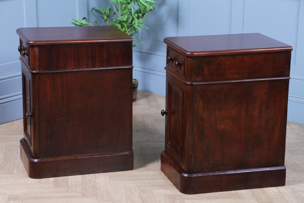 Pair of Antique Victorian Flame Grain Mahogany Bedside Cupboards Restored C1860 View XX