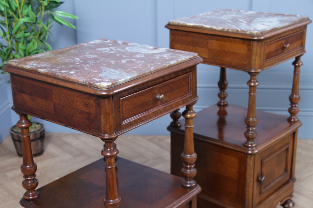 Pair of Antique French 19th Century Parquetry Walnut Bedside Cupboards C1890 View XI