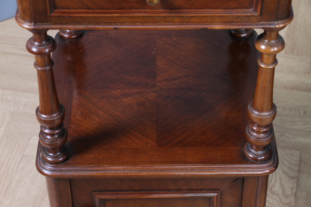 Pair of Antique French 19th Century Parquetry Walnut Bedside Cupboards C1890 View XIX