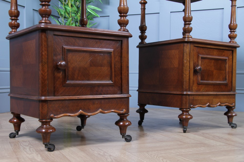 Pair of Antique French 19th Century Parquetry Walnut Bedside Cupboards C1890 View XX
