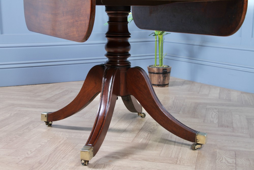 Antique Original Georgian Mahogany Pembroke Pedestal Dining Table View IV
