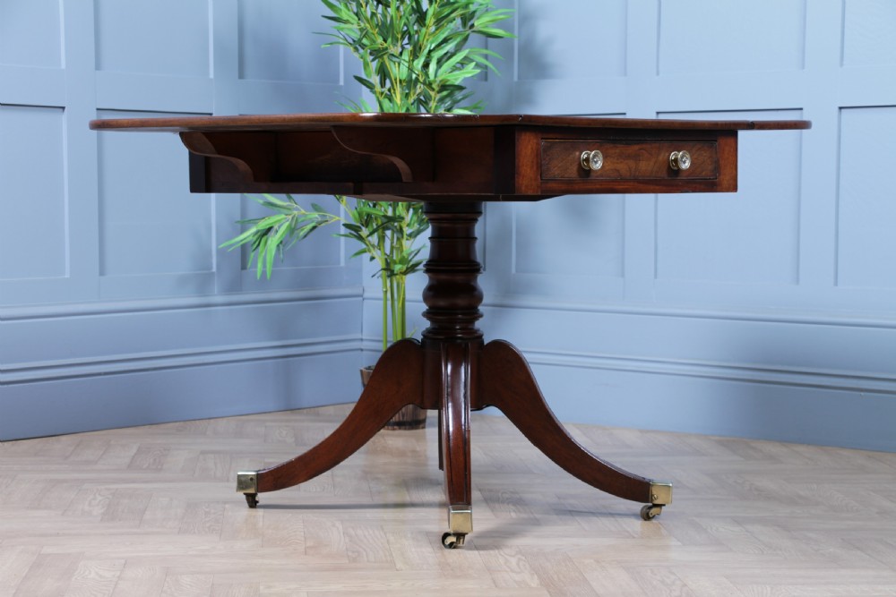 Antique Original Georgian Mahogany Pembroke Pedestal Dining Table View VI