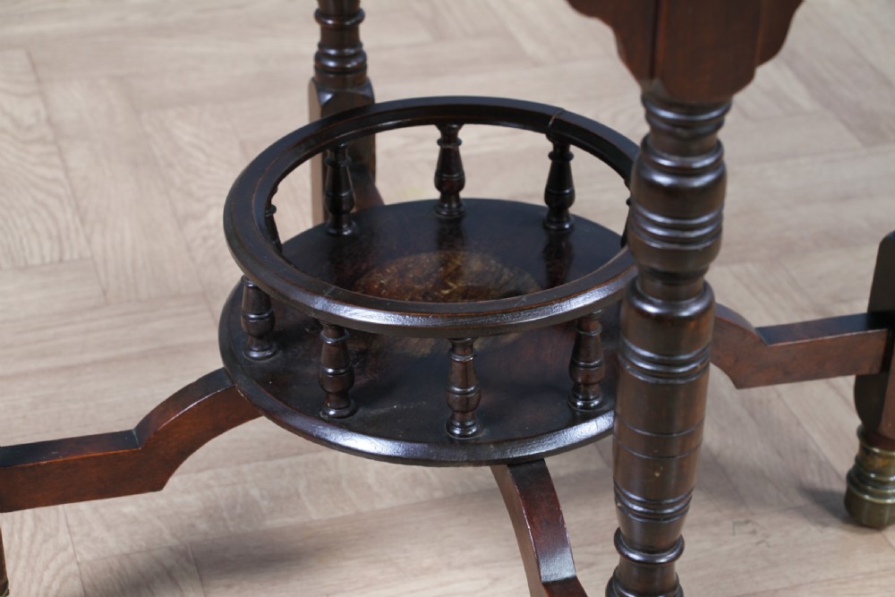 Antique Edwardian Walnut Octagonal Gallery base Small Occasional Table View IX