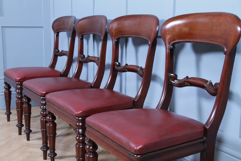Set of 4 Antique Early Victorian Carved Crown Balloon Back Mahogany Dining Chairs C1840 View VII