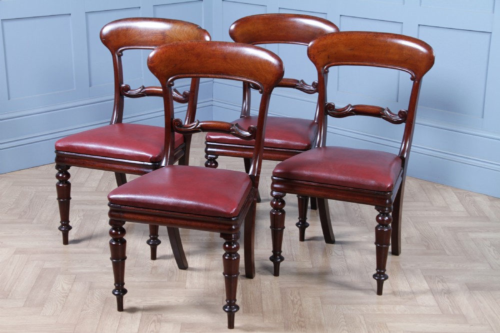 Set of 4 Antique Early Victorian Carved Crown Balloon Back Mahogany Dining Chairs C1840 View VIII