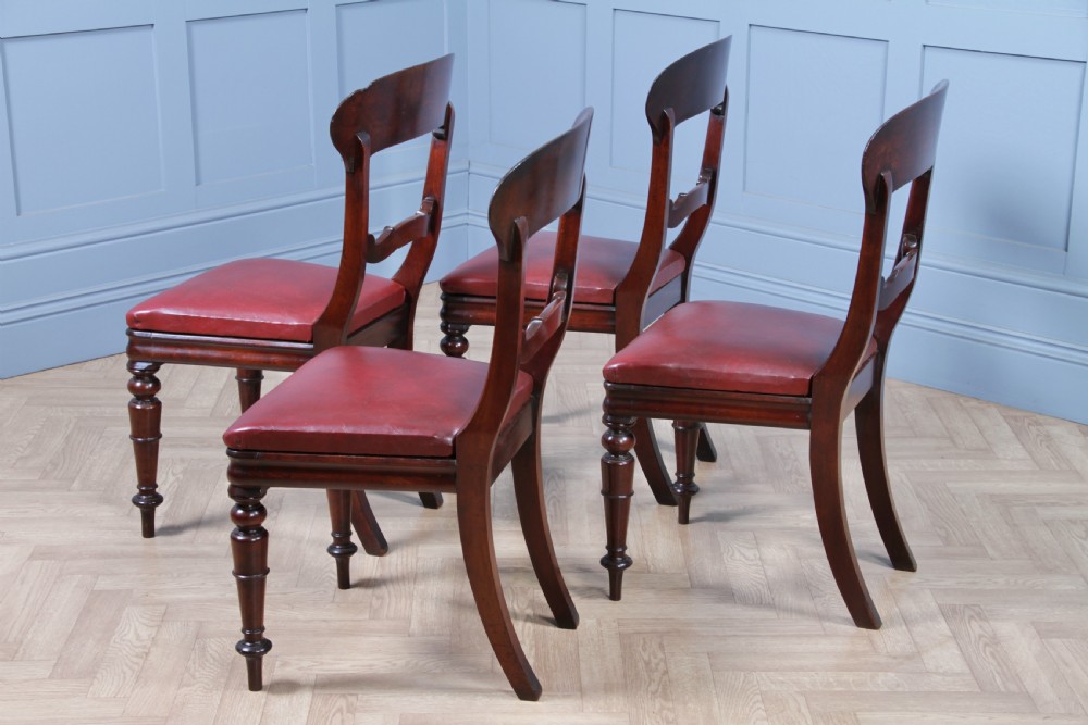 Set of 4 Antique Early Victorian Carved Crown Balloon Back Mahogany Dining Chairs C1840 View IX
