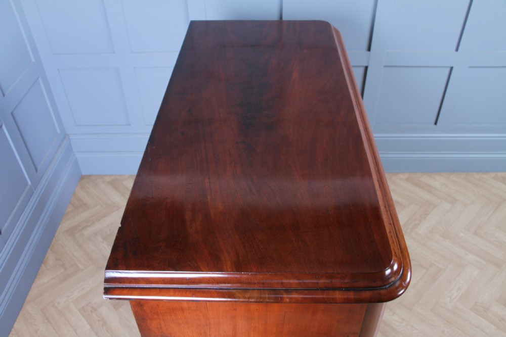 Original Antique Victorian Large Flame Grain Mahogany Chest of 6 Deep Drawers View VI